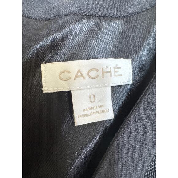 Cache Sleeveless Ribbed Bodycon Dress – Shimmering Black & Dark Red, Size 0 - Picture 9 of 9